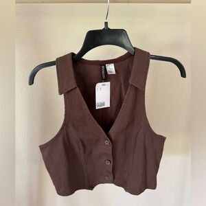 NWT! Cropped Denim Vest Top